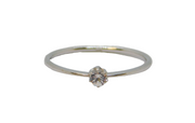 Sterling Silver Spinel Solitaire Engagement Narrow Ring Vintage c1970 Size M 1/2