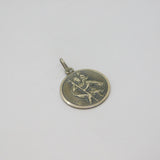 Sterling Silver St Christopher Relief Round Travel Charm Pendant Vintage c1970s