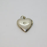 Sterling Silver Art Deco Patterned Heart Double Locket Pendant Antique c1930s