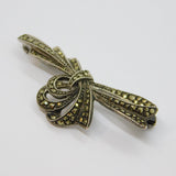 Sterling Silver Art Deco Marcasite Bow Form Brooch Pin Antique c1930's