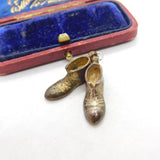 Victorian Pair of Gilt Metal Child's Shoes Charm or Pendant c1900 Antique