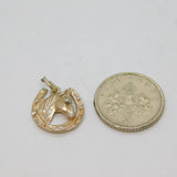 Sterling Silver Horse Head In Horsesheoe Charm Pendant Vintage c1970s