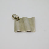 Italian Sterling Silver Wavy Offset Square Charm Pendant Vintage c1990s