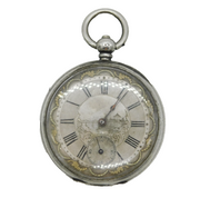 Victorian Sterling Silver Lake Scene Fusee Pocket Watch Antique 1879 London