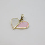 Sterling Silver Pink & White Shell Petal Design Pendant Vintage c1970