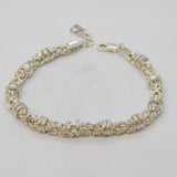 Sterling Silver Byzantine Link Chain Bracelet Vintage Birmingham 7.5" Length