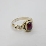 Sterling Silver Cabochon Amethyst Twist Design Dress Ring Vintage c1970 Size L