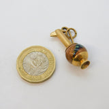 Victorian 9ct Gold, Goldstone & Millefiori Glass Wine Ewer Pendant Antique