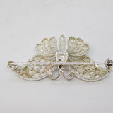 Sterling Silver Filigree Pattern Butterfly Brooch Pin Vintage c1980