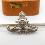 WWII-era Sterling Silver Royal Artillery Sweetheart Bar Brooch Antique c1940