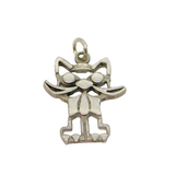 Sterling Silver Cartoon Cat Charm Pendant Vintage c1970
