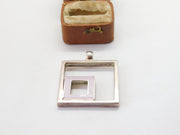 Sterling Silver Large Modernist Mother of Pearl Set Charm Pendant Vintage c1970
