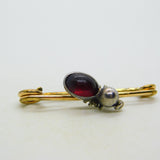 Victorian 9ct Gold & Silver Garnet Set Flea Insect Brooch Antique c1890