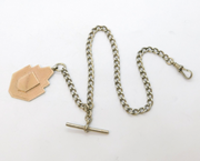 Victorian 9ct Gold & Sterling Silver Albert Watch Chain Antique 1893 Birmingham