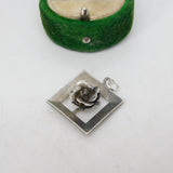 Sterling Silver Floral Drop Charm Pendant Vintage c1970