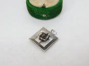 Sterling Silver Floral Drop Charm Pendant Vintage c1970
