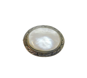 Sterling Silver Mother Of Pearl Set Patterned Oval Brooch Pin Vintage c1970's