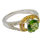 Sterling Silver & Gilt Peridot & Spinel Dress Ring Vintage c1970 Size N 1/2