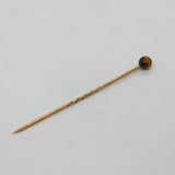 9ct Yellow Gold & Tiger's Eye Beaded Stick Pin Antique c1930s