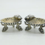 Victorian Pair of Sterling Silver Dolphin Salt Cellars Antique 1874 Birmingham