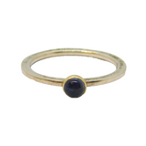 Sterling Silver Cabochon Amethyst Gold Fronted Band Ring Modern 2002 Size L 1/2