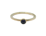 Sterling Silver Cabochon Amethyst Gold Fronted Band Ring Modern 2002 Size L 1/2