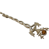 Scottish Sterling Silver Citrine & Stag Pattern Dirk Brooch Antique c1920 Deco