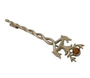 Scottish Sterling Silver Citrine & Stag Pattern Dirk Brooch Antique c1920 Deco