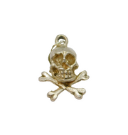 Sterling Silver Skull & Crossbones Charm Pendant Vintage c1970s