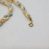 9ct Yellow Gold & Simulated Pearl Twisted Pattern Necklace Vintage c1980