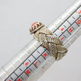 Sterling Silver Cabochon Red Agate Braid Effect Ring Vintage c1970 Size J 1/2