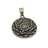 Sterling Silver Oxidised Mandala Style Round Disc Pendant Vintage c1970s