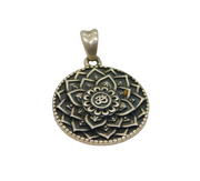 Sterling Silver Oxidised Mandala Style Round Disc Pendant Vintage c1970s
