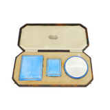 Boxed Set of Sterling Silver & Guilloche Enamel Cases Antique Birmingham