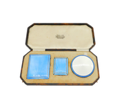 Boxed Set of Sterling Silver & Guilloche Enamel Cases Antique Birmingham