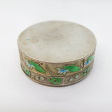 20th Century Japanese Silver Plated Colourful Enamel Trinket Pot Antique c1920s