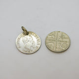 19th Century Sterling Silver Italian Centesimi Coin Charm Pendant Antique c1870