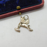 Sterling Silver Stork Delivering Baby Charm Pendant Vintage c1970