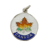 Sterling Silver Enamel Canada Charm Pendant Vintage c1970s
