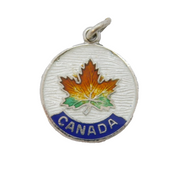 Sterling Silver Enamel Canada Charm Pendant Vintage c1970s