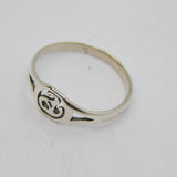 Sterling Silver Celtic Triskelion Design Signet Ring Vintage c1970 Size M 1/2