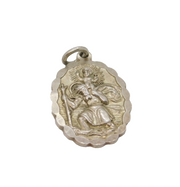 Sterling Silver Double-Sided St Christopher Travel Charm Pendant Vintage c1950s