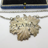 Georgian Sterling Silver Vine Leaf Claret Decanter Label 1825 Birmingham Antique