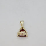 Sterling Silver Faceted Garnet Triangle Form Charm Pendant Modern c1990s