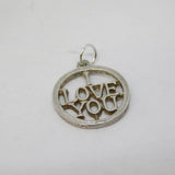 Sterling Silver 'I Love You' Charm Pendant Vintage c1970