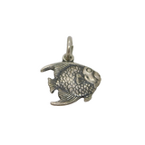 Sterling Silver Patterned Textured Fish Form Charm Pendant Vintage c1970s