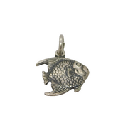 Sterling Silver Patterned Textured Fish Form Charm Pendant Vintage c1970s