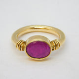 9ct Yellow Gold & Earth-Mined Ruby Studio Dress Ring Vintage c2000