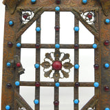 19th Century Austro-Hungarian Bronze & Cabochion Set Picture Frame Antique