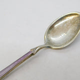 Norwegian Sterling Silver & Purple Enamel Demitasse Spoon Antique c1940s